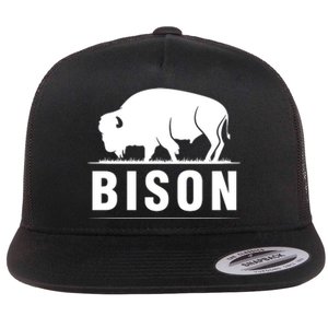 Simple Bison Logo Flat Bill Trucker Hat