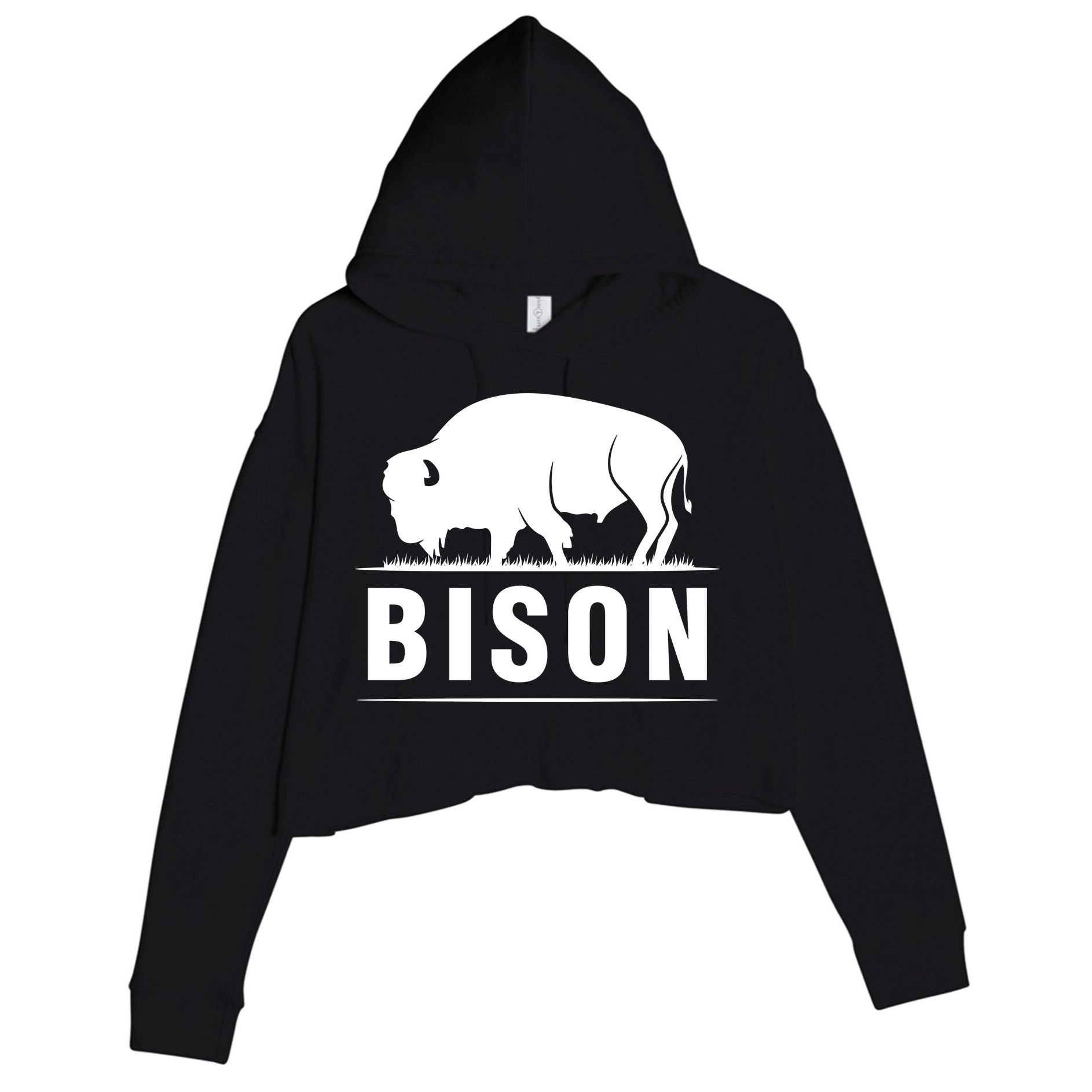 Simple Bison Logo Crop Fleece Hoodie