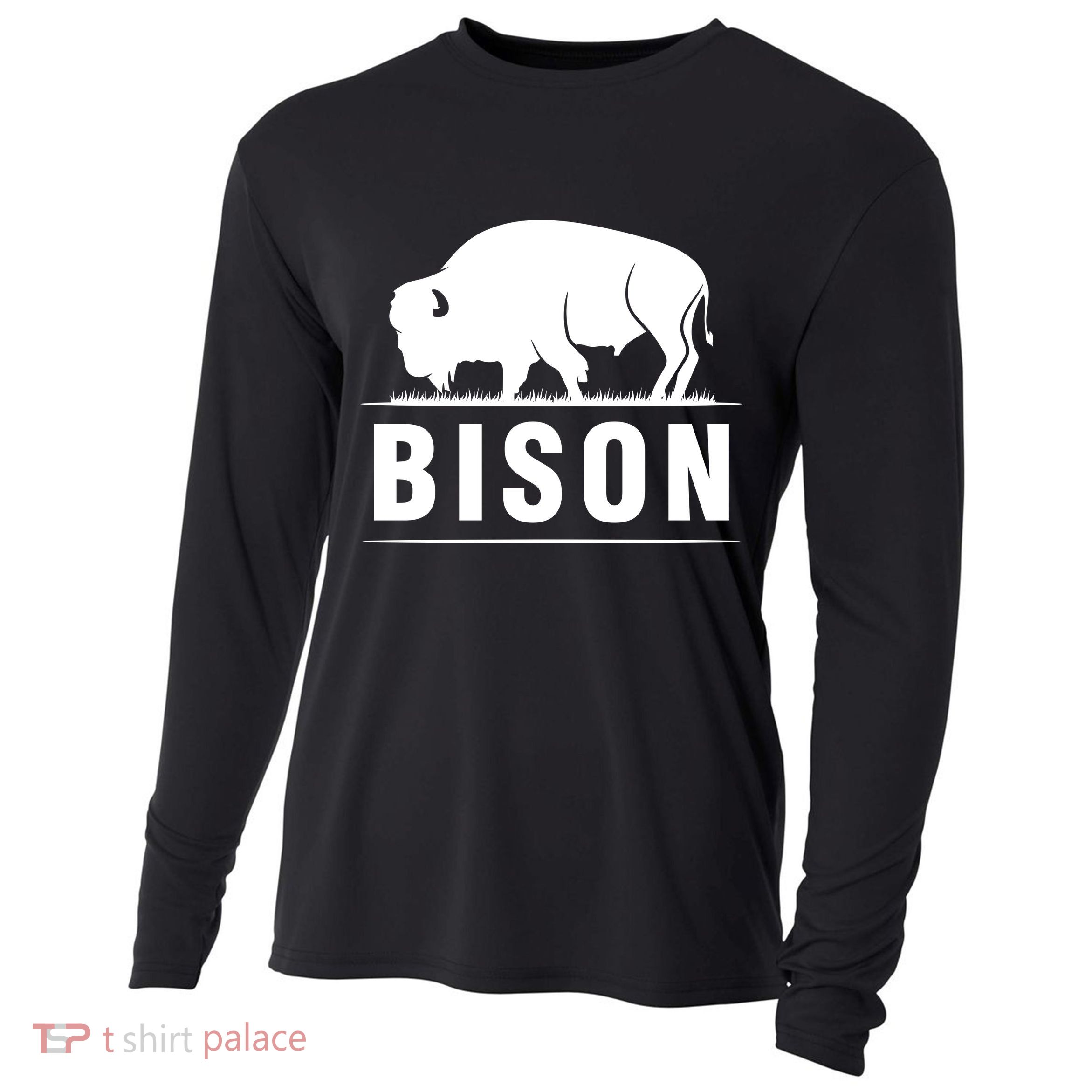 Simple Bison Logo Cooling Performance Long Sleeve Crew