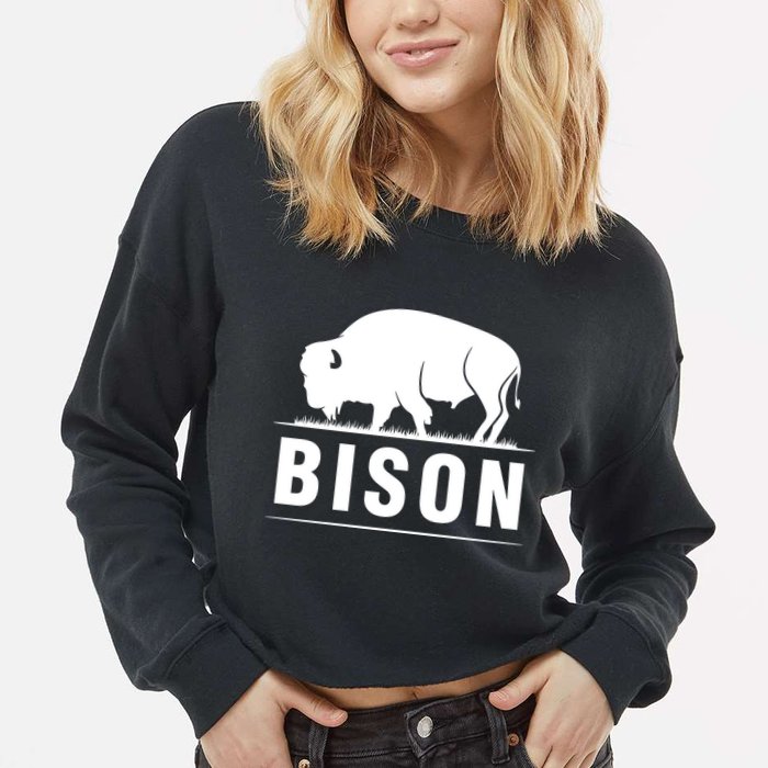 Simple Bison Logo Cropped Pullover Crew