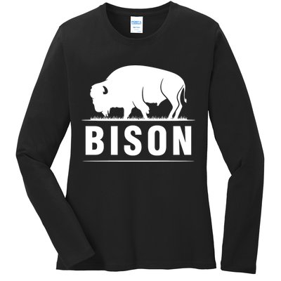 Simple Bison Logo Ladies Long Sleeve Shirt