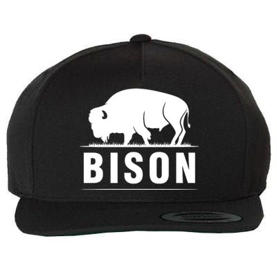 Simple Bison Logo Wool Snapback Cap