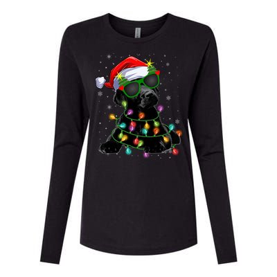 Santa Black Labrador Retriever Christmas Tree Light Dog Xmas Gift Womens Cotton Relaxed Long Sleeve T-Shirt