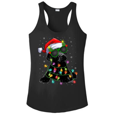 Santa Black Labrador Retriever Christmas Tree Light Dog Xmas Gift Ladies PosiCharge Competitor Racerback Tank