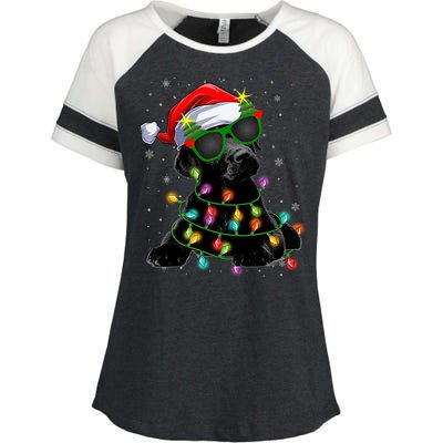 Santa Black Labrador Retriever Christmas Tree Light Dog Xmas Gift Enza Ladies Jersey Colorblock Tee