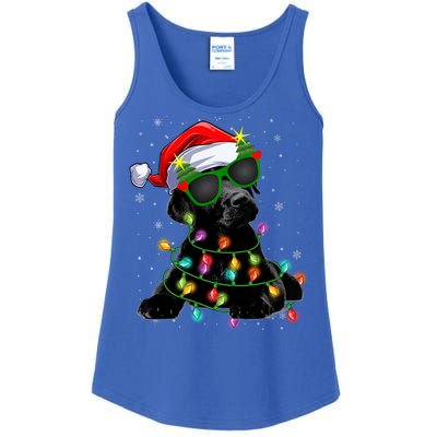 Santa Black Labrador Retriever Christmas Tree Light Dog Xmas Gift Ladies Essential Tank