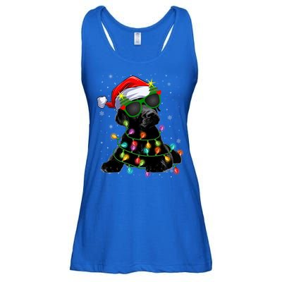 Santa Black Labrador Retriever Christmas Tree Light Dog Xmas Gift Ladies Essential Flowy Tank