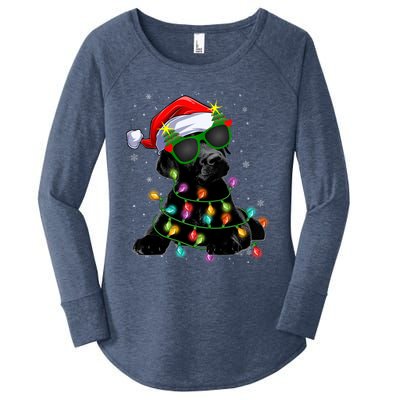 Santa Black Labrador Retriever Christmas Tree Light Dog Xmas Gift Women's Perfect Tri Tunic Long Sleeve Shirt