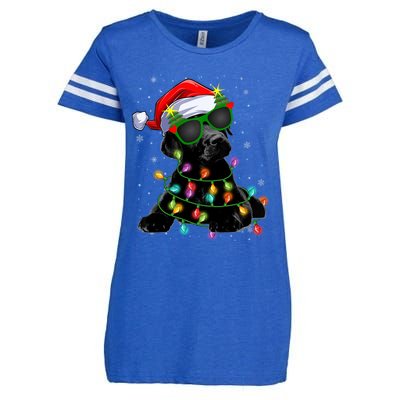 Santa Black Labrador Retriever Christmas Tree Light Dog Xmas Gift Enza Ladies Jersey Football T-Shirt