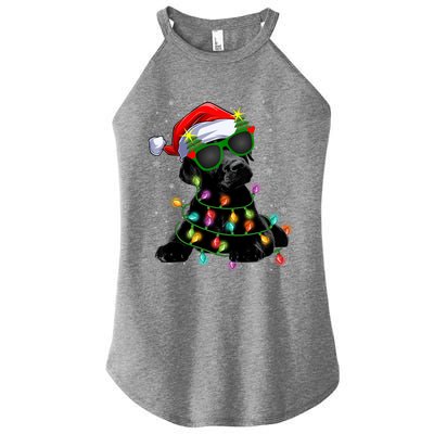 Santa Black Labrador Retriever Christmas Tree Light Dog Xmas Gift Women's Perfect Tri Rocker Tank