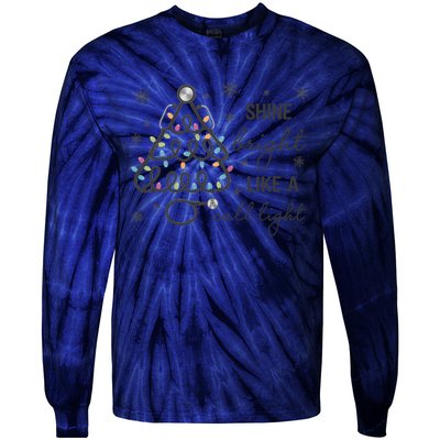 Shine Bright Like A Call Light Christmas Holiday Xmas Tie-Dye Long Sleeve Shirt