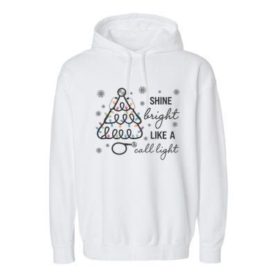 Shine Bright Like A Call Light Christmas Holiday Xmas Garment-Dyed Fleece Hoodie