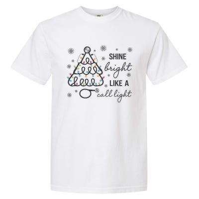 Shine Bright Like A Call Light Christmas Holiday Xmas Garment-Dyed Heavyweight T-Shirt