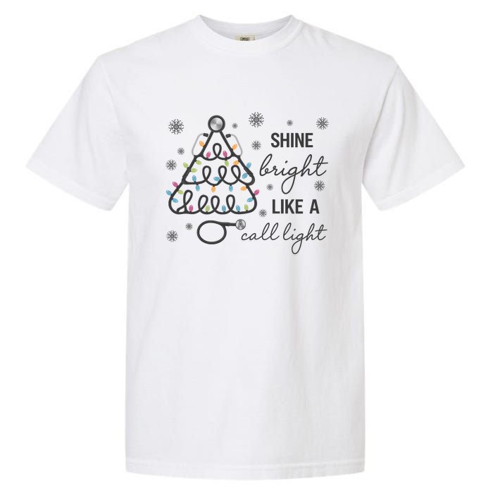 Shine Bright Like A Call Light Christmas Holiday Xmas Garment-Dyed Heavyweight T-Shirt