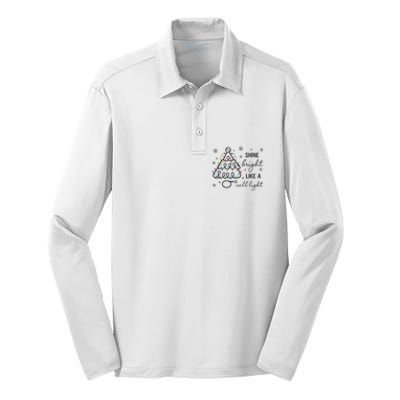 Shine Bright Like A Call Light Christmas Holiday Xmas Silk Touch Performance Long Sleeve Polo