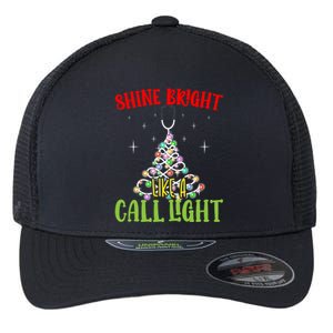 Shine Bright Like A Call Light Nurse Nursing Xmas Lights Gift Flexfit Unipanel Trucker Cap