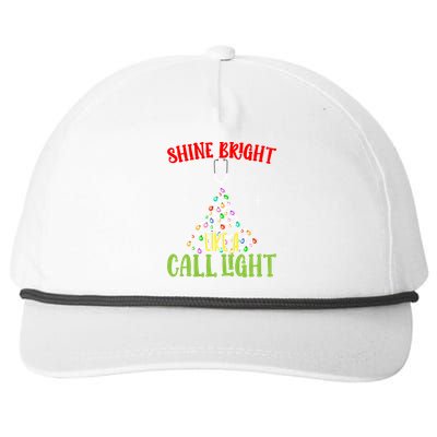 Shine Bright Like A Call Light Nurse Nursing Xmas Lights Gift Snapback Five-Panel Rope Hat