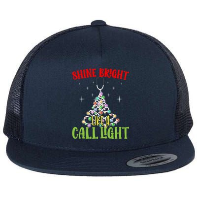 Shine Bright Like A Call Light Nurse Nursing Xmas Lights Gift Flat Bill Trucker Hat