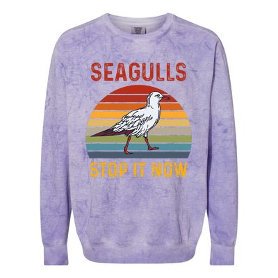 Seagulls Bird Lover Stop It Now Retro Vintage Funny Seagulls Colorblast Crewneck Sweatshirt