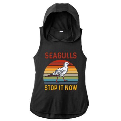 Seagulls Bird Lover Stop It Now Retro Vintage Funny Seagulls Ladies PosiCharge Tri-Blend Wicking Draft Hoodie Tank