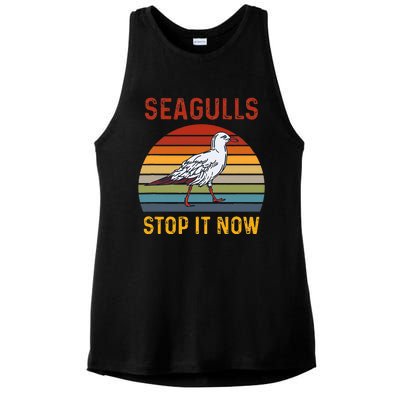 Seagulls Bird Lover Stop It Now Retro Vintage Funny Seagulls Ladies PosiCharge Tri-Blend Wicking Tank