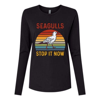 Seagulls Bird Lover Stop It Now Retro Vintage Funny Seagulls Womens Cotton Relaxed Long Sleeve T-Shirt