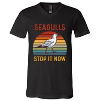 Seagulls Bird Lover Stop It Now Retro Vintage Funny Seagulls V-Neck T-Shirt