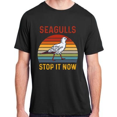 Seagulls Bird Lover Stop It Now Retro Vintage Funny Seagulls Adult ChromaSoft Performance T-Shirt