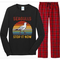 Seagulls Bird Lover Stop It Now Retro Vintage Funny Seagulls Long Sleeve Pajama Set