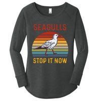 Seagulls Bird Lover Stop It Now Retro Vintage Funny Seagulls Women's Perfect Tri Tunic Long Sleeve Shirt