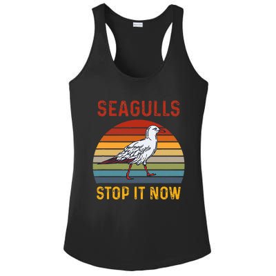 Seagulls Bird Lover Stop It Now Retro Vintage Funny Seagulls Ladies PosiCharge Competitor Racerback Tank