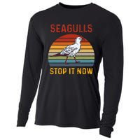 Seagulls Bird Lover Stop It Now Retro Vintage Funny Seagulls Cooling Performance Long Sleeve Crew