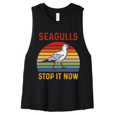 Seagulls Bird Lover Stop It Now Retro Vintage Funny Seagulls Women's Racerback Cropped Tank