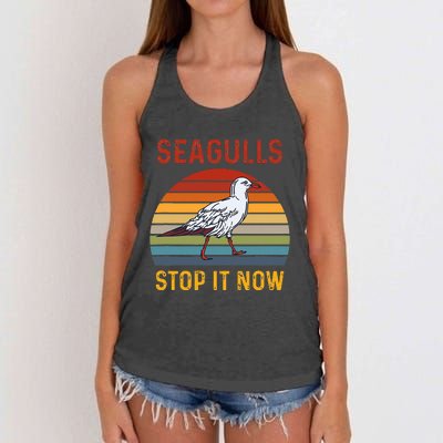 Seagulls Bird Lover Stop It Now Retro Vintage Funny Seagulls Women's Knotted Racerback Tank