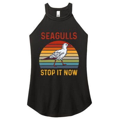 Seagulls Bird Lover Stop It Now Retro Vintage Funny Seagulls Women's Perfect Tri Rocker Tank