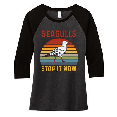 Seagulls Bird Lover Stop It Now Retro Vintage Funny Seagulls Women's Tri-Blend 3/4-Sleeve Raglan Shirt