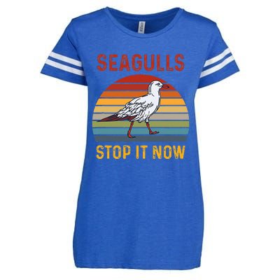 Seagulls Bird Lover Stop It Now Retro Vintage Funny Seagulls Enza Ladies Jersey Football T-Shirt