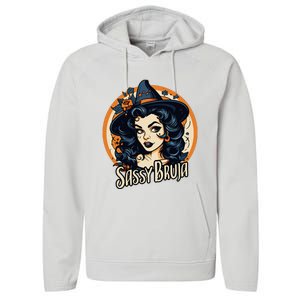 Sassy Bruja Latina Mexican Halloween Witch Performance Fleece Hoodie