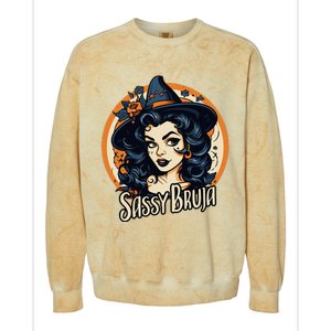 Sassy Bruja Latina Mexican Halloween Witch Colorblast Crewneck Sweatshirt