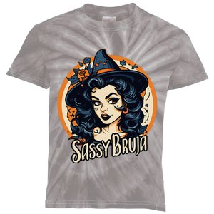 Sassy Bruja Latina Mexican Halloween Witch Kids Tie-Dye T-Shirt