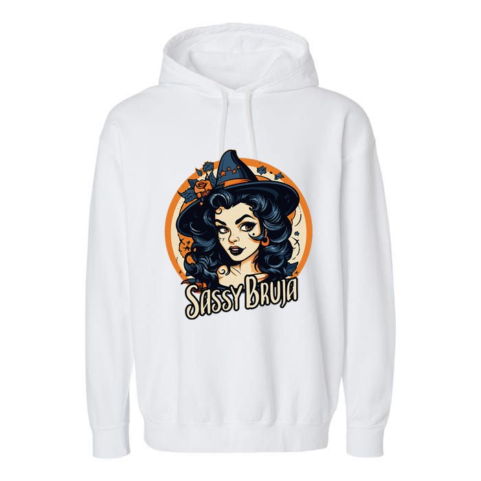 Sassy Bruja Latina Mexican Halloween Witch Garment-Dyed Fleece Hoodie