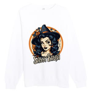 Sassy Bruja Latina Mexican Halloween Witch Premium Crewneck Sweatshirt