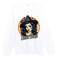 Sassy Bruja Latina Mexican Halloween Witch Premium Crewneck Sweatshirt