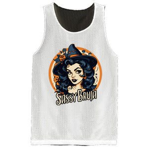 Sassy Bruja Latina Mexican Halloween Witch Mesh Reversible Basketball Jersey Tank