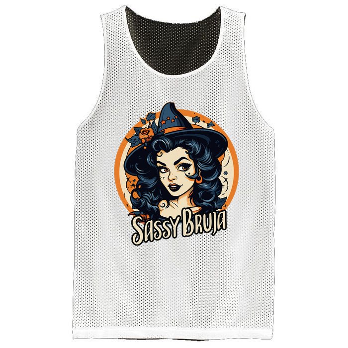 Sassy Bruja Latina Mexican Halloween Witch Mesh Reversible Basketball Jersey Tank