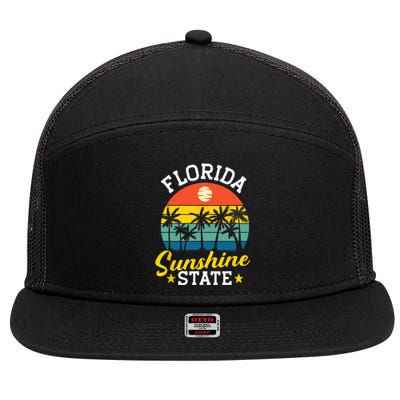 Summer Beach Lover Florida Sunshine State 7 Panel Mesh Trucker Snapback Hat