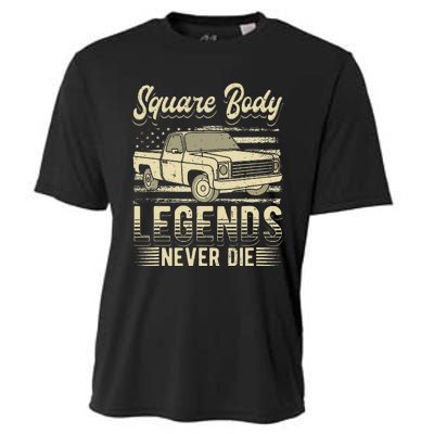 Square Body Legends Never Die Artwork For A Truck Driver Cooling Performance Crew T-Shirt