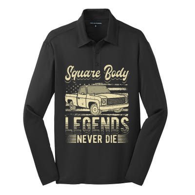 Square Body Legends Never Die Artwork For A Truck Driver Silk Touch Performance Long Sleeve Polo