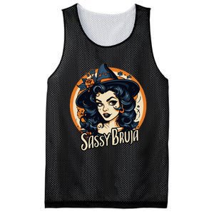 Sassy Bruja Latina Mexican Halloween Witch Mesh Reversible Basketball Jersey Tank