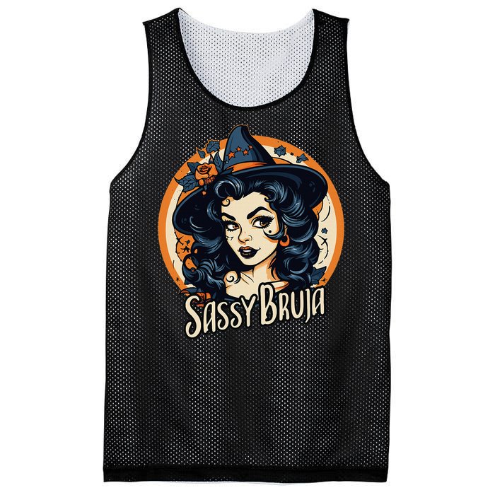 Sassy Bruja Latina Mexican Halloween Witch Mesh Reversible Basketball Jersey Tank